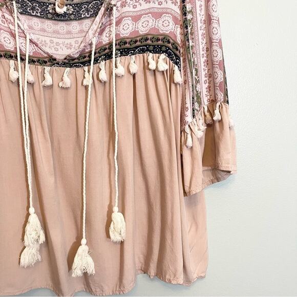 Listicle Women's Pink Floral Front Print Full Sleeves Blouse Size Large - Picture 5 of 12